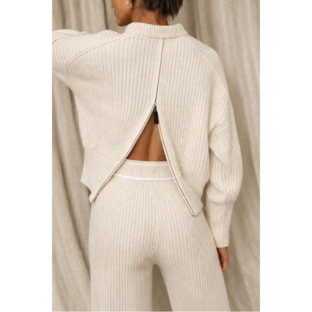 NakedCashmere x NONAME Zip Black Cashmere Sweater Ivory S NWT